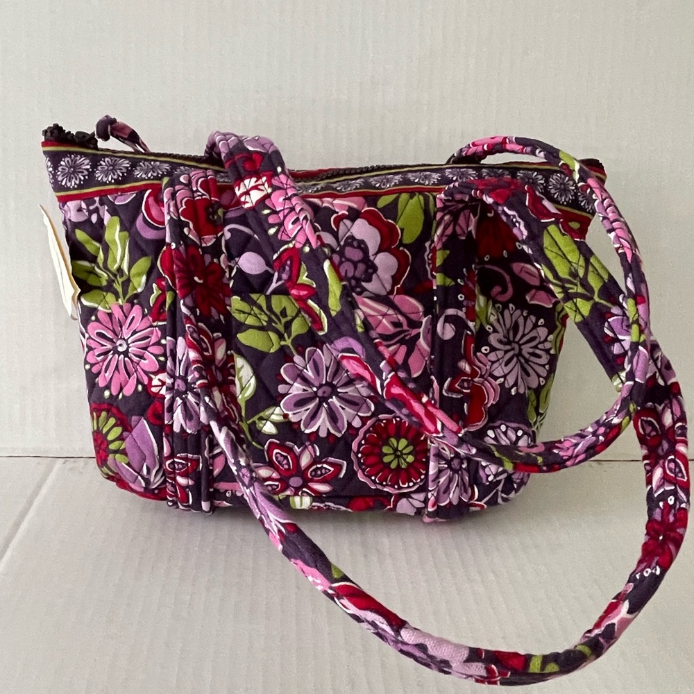 QK Purse Double Strap Diamond Quilt Design Paisley Print Purple Red Green